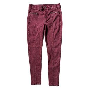 American Eagle Hi-Rise Jegging Women's Size 6 Maroon Moto Ankle Zip Red Stretch